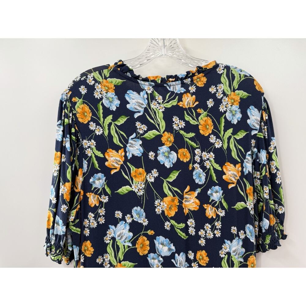 Draper James Women’s Short Sleeve Kacey Knit Dress Spring Blooms Navy Size L NWT - Picture 9 of 11